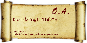 Oszlányi Alán névjegykártya